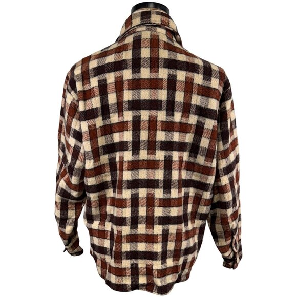 Vintage 60s McGregor Heavy Wool Plaid Shirt Jacket Made In USA Size L - Picture 3 of 10